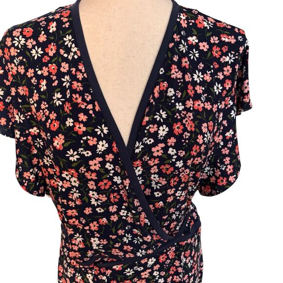 MICHAEL KORS Women's Size XL Floral Cap Sleeve Short Faux Wrap Dress - Picture 5 of 9